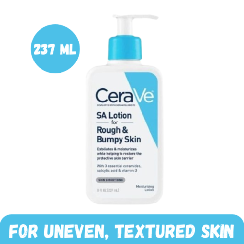 Unlock Radiant Skin with CeraVe SA Renewing Lotion - 237ml When it comes to effective skincare, the CeraVe SA Renewing Lotion stands out with its scientifically formulated benefits. Here’s why this 237ml lotion should be a staple in your daily routine: 1. Gentle Exfoliation The CeraVe SA Renewing Lotion features salicylic acid, known for its gentle exfoliating properties. This helps to smooth and refine skin texture by removing dead skin cells, promoting a more even complexion without irritation. 2. Deep Hydration Infused with hyaluronic acid and ceramides, this lotion provides deep hydration. These ingredients work together to restore the skin’s moisture barrier, ensuring your skin stays hydrated and plump throughout the day. 3. Ideal for Sensitive Skin Formulated to be non-irritating, the lotion is perfect for those with sensitive skin. It’s designed for daily use, offering a soothing experience that won’t compromise your skin’s comfort. 4. Supports Skin Renewal The salicylic acid not only exfoliates but also supports skin renewal by enhancing cell turnover. This helps to refresh your skin’s appearance and maintain a youthful glow. 5. Fragrance-Free Formula The fragrance-free nature of the lotion ensures that it is suitable for fragrance-sensitive skin types. By avoiding added fragrances, this product reduces the risk of irritation, making it a reliable choice for all skin types. 6. Travel-Friendly Size With its 237ml size, the lotion is both travel-friendly and convenient for daily use. Its compact design makes it easy to incorporate into your skincare routine whether you’re at home or on the go. 7. Dermatologist-Tested The CeraVe SA Renewing Lotion is dermatologist-tested, affirming its safety and efficacy. It is non-comedogenic, so it won’t clog pores or exacerbate skin conditions such as acne, making it a versatile addition to any skincare regimen. Conclusion The CeraVe SA Renewing Lotion - 237ml is more than just a hydrating lotion; it’s a comprehensive solution for improving skin health. With its blend of salicylic acid, hyaluronic acid, and ceramides, it provides gentle exfoliation, deep hydration, and supports skin renewal. Its non-irritating, fragrance-free formula ensures suitability for sensitive skin, while the travel-friendly size makes it practical for any lifestyle. Embrace the benefits of this exfoliating lotion and experience the enhanced radiance and smoothness it delivers.